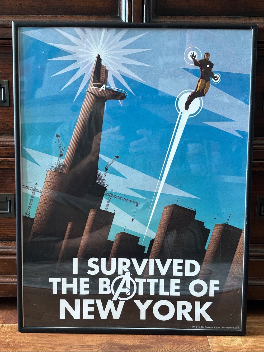 Marvel 'I Survived the Battle of New York' Blue & Brown Poster